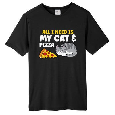 All I Need is Pizza and my Cat Cute Funny Cats Lover Tall Fusion ChromaSoft Performance T-Shirt