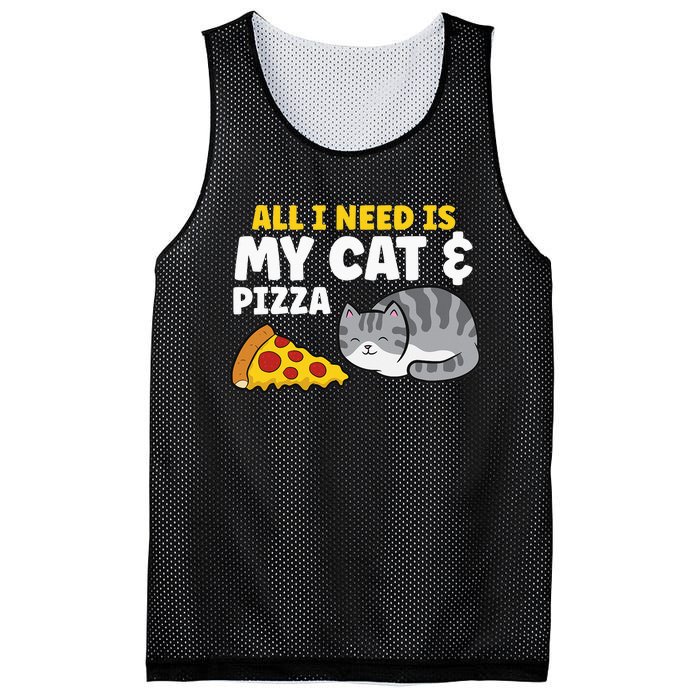 All I Need is Pizza and my Cat Cute Funny Cats Lover Mesh Reversible Basketball Jersey Tank