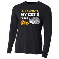 All I Need is Pizza and my Cat Cute Funny Cats Lover Cooling Performance Long Sleeve Crew