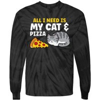 All I Need is Pizza and my Cat Cute Funny Cats Lover Tie-Dye Long Sleeve Shirt