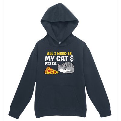 All I Need is Pizza and my Cat Cute Funny Cats Lover Urban Pullover Hoodie