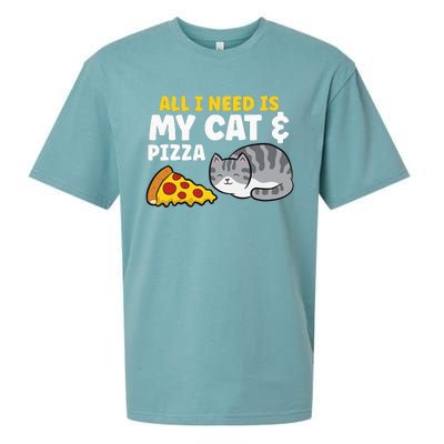 All I Need is Pizza and my Cat Cute Funny Cats Lover Sueded Cloud Jersey T-Shirt