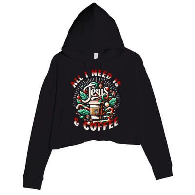 All I Need Is Coffee And Jesus Candy Cane Christmas Crop Fleece Hoodie