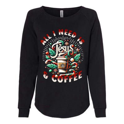 All I Need Is Coffee And Jesus Candy Cane Christmas Womens California Wash Sweatshirt