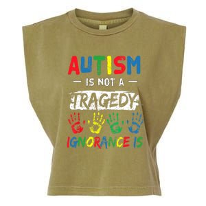 Autism Is Not A Tragedy Support Awareness Acceptance Love Garment-Dyed Women's Muscle Tee