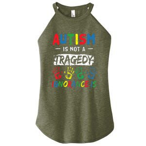 Autism Is Not A Tragedy Support Awareness Acceptance Love Women's Perfect Tri Rocker Tank