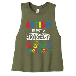 Autism Is Not A Tragedy Support Awareness Acceptance Love Women's Racerback Cropped Tank