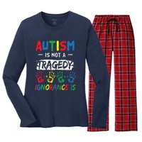 Autism Is Not A Tragedy Support Awareness Acceptance Love Women's Long Sleeve Flannel Pajama Set 