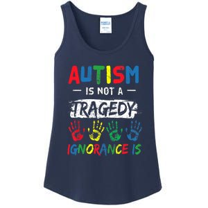 Autism Is Not A Tragedy Support Awareness Acceptance Love Ladies Essential Tank