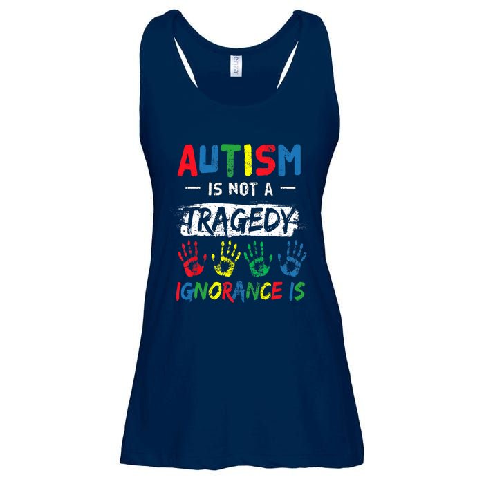 Autism Is Not A Tragedy Support Awareness Acceptance Love Ladies Essential Flowy Tank