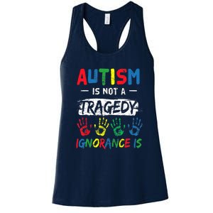 Autism Is Not A Tragedy Support Awareness Acceptance Love Women's Racerback Tank