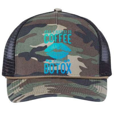 All I Need Is Coffee And Botox Lip Filler Aesthetic Nurse Gift Retro Rope Trucker Hat Cap