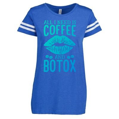 All I Need Is Coffee And Botox Lip Filler Aesthetic Nurse Gift Enza Ladies Jersey Football T-Shirt