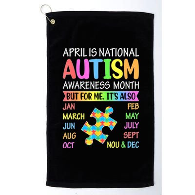 April Is National Autism Awareness Month Boy Girl Women Platinum Collection Golf Towel