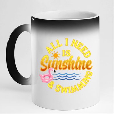 All I Need Is Sunshine And Swimming Swimmers Summer Meaningful Gift 11oz Black Color Changing Mug