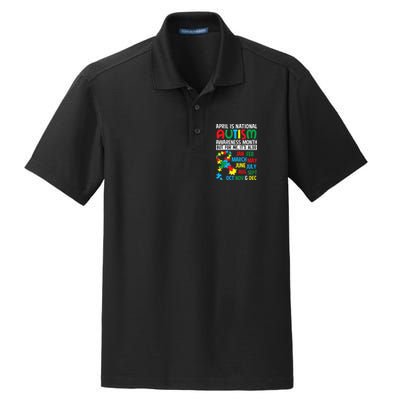 April Is National Autism Awareness Month Gift Dry Zone Grid Polo