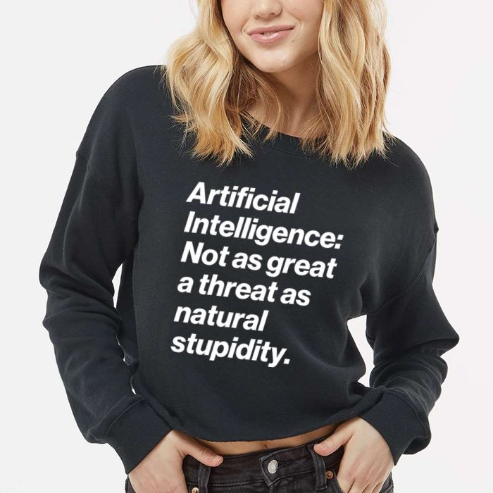 Artificial Intelligence Not As Great A Threat As Natural Stupidity Cropped Pullover Crew