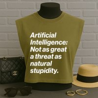 Artificial Intelligence Not As Great A Threat As Natural Stupidity Garment-Dyed Women's Muscle Tee