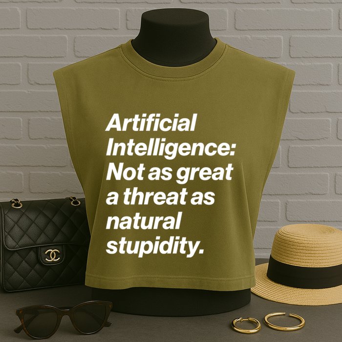 Artificial Intelligence Not As Great A Threat As Natural Stupidity Garment-Dyed Women's Muscle Tee