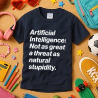 Artificial Intelligence Not As Great A Threat As Natural Stupidity Kids T-Shirt