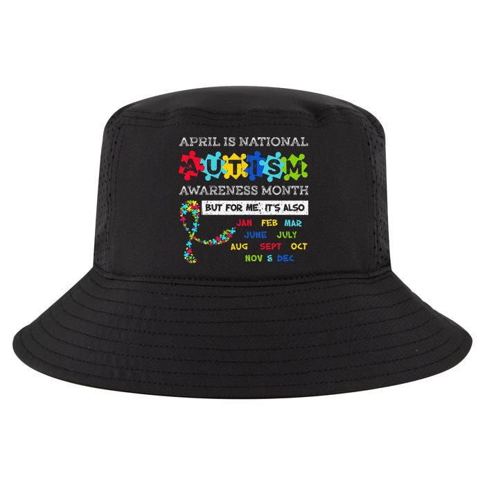 April Is National Autism Awareness Month Puzzle Mom Cool Comfort Performance Bucket Hat