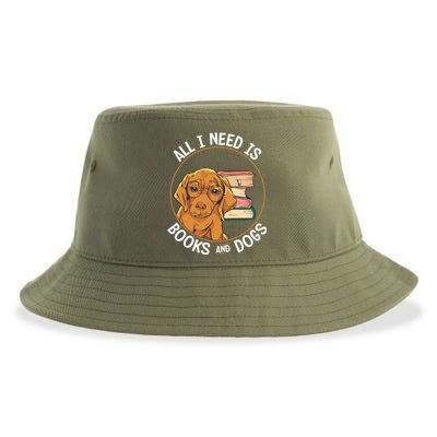 All I Need Is Books And Dogs Reader Funny Dogs Gift Sustainable Bucket Hat