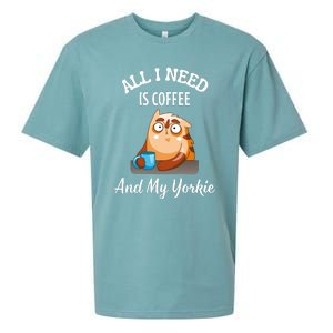 All I Need Is Coffee And My Yorkie Sueded Cloud Jersey T-Shirt