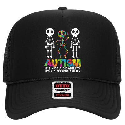 Autism ItS Not A Disability ItS A Different Ability High Crown Mesh Back Trucker Hat