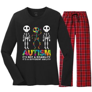 Autism ItS Not A Disability ItS A Different Ability Women's Long Sleeve Flannel Pajama Set 