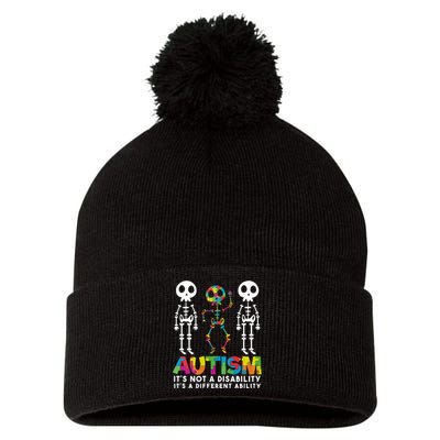 Autism ItS Not A Disability ItS A Different Ability Pom Pom 12in Knit Beanie