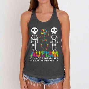 Autism ItS Not A Disability ItS A Different Ability Women's Knotted Racerback Tank