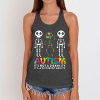 Autism ItS Not A Disability ItS A Different Ability Women's Knotted Racerback Tank