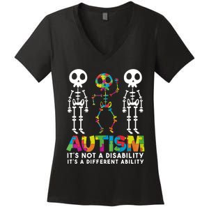 Autism ItS Not A Disability ItS A Different Ability Women's V-Neck T-Shirt