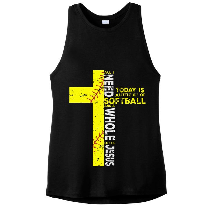 All I Need Is Softball & Jesus Christian Faith Cross Ladies PosiCharge Tri-Blend Wicking Tank