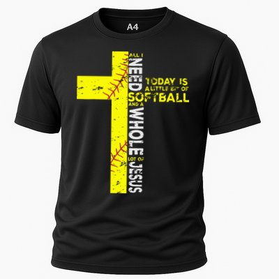 All I Need Is Softball & Jesus Christian Faith Cross Performance Shirt