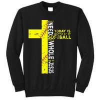 All I Need Is Softball & Jesus Christian Faith Cross Sweatshirt