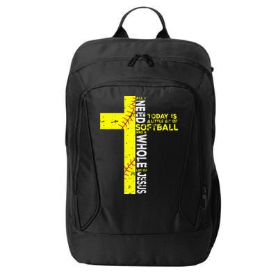 All I Need Is Softball & Jesus Christian Faith Cross City Backpack