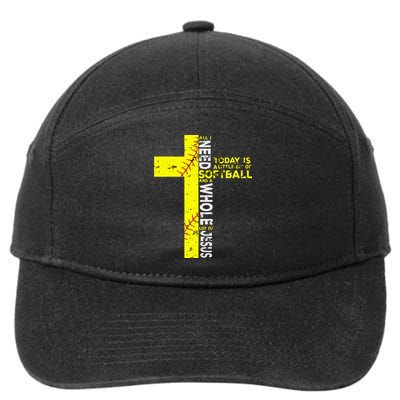 All I Need Is Softball & Jesus Christian Faith Cross 7-Panel Snapback Hat