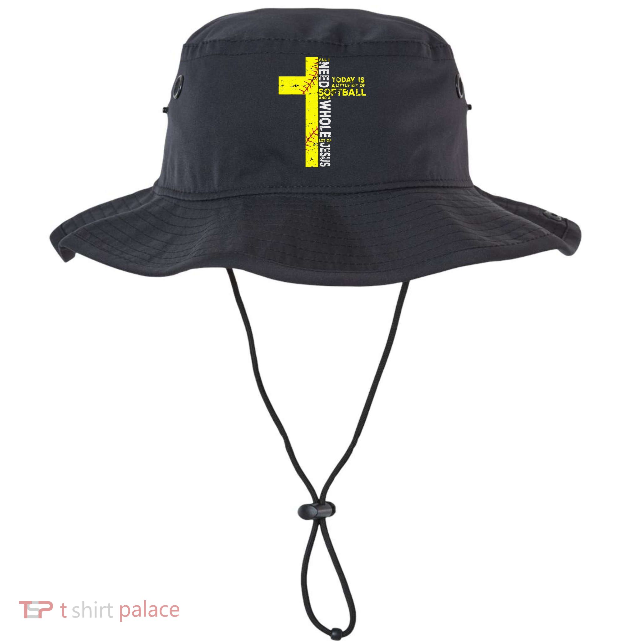 All I Need Is Softball & Jesus Christian Faith Cross Bucket Hat