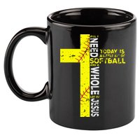 All I Need Is Softball & Jesus Christian Faith Cross 11oz C Handle Ceramic Mug