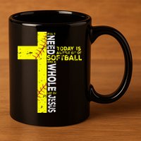 All I Need Is Softball & Jesus Christian Faith Cross 11oz C Handle Ceramic Mug