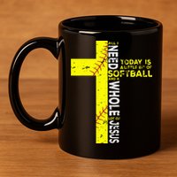 All I Need Is Softball & Jesus Christian Faith Cross 11oz C Handle Ceramic Mug