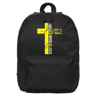 All I Need Is Softball & Jesus Christian Faith Cross 16 in Basic Backpack