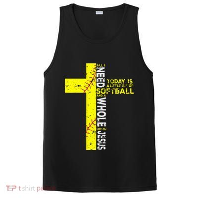All I Need Is Softball & Jesus Christian Faith Cross PosiCharge Competitor Tank