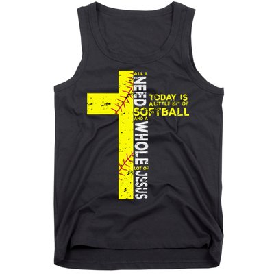 All I Need Is Softball & Jesus Christian Faith Cross Tank Top