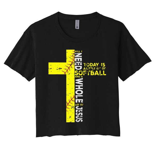 All I Need Is Softball & Jesus Christian Faith Cross Crop Top