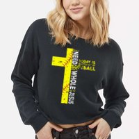 All I Need Is Softball & Jesus Christian Faith Cross Cropped Pullover Crew