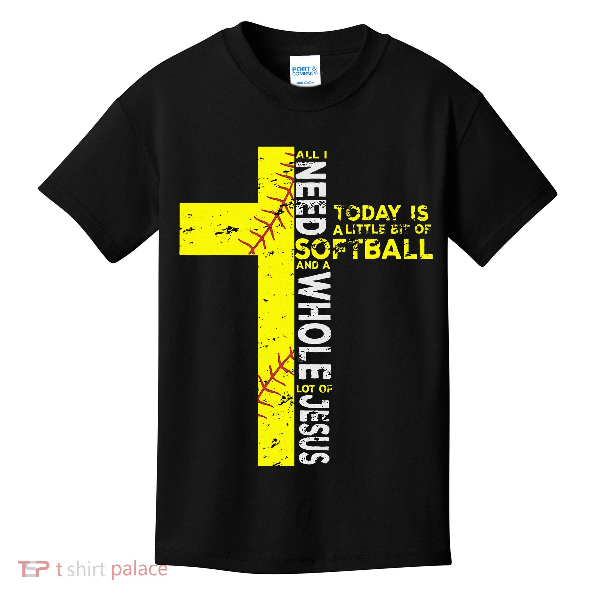 All I Need Is Softball & Jesus Christian Faith Cross Kids T-Shirt