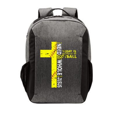 All I Need Is Softball & Jesus Christian Faith Cross Vector Backpack