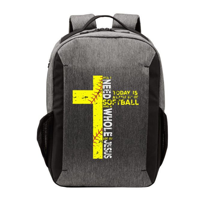 All I Need Is Softball & Jesus Christian Faith Cross Vector Backpack